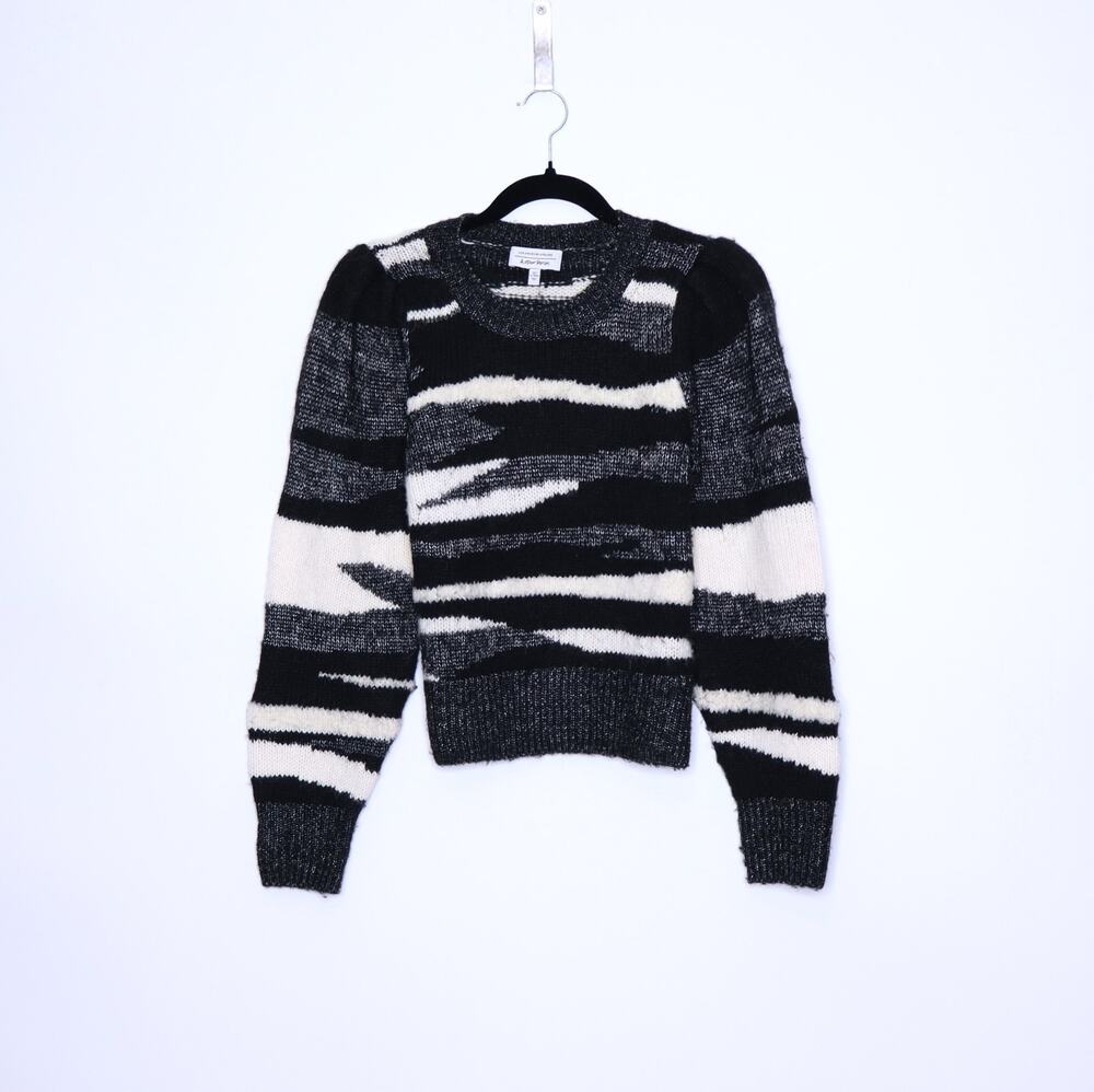 & OTHER STORIES Cotton Wool Blend Sweater Zebra Print Knit Pullover Women's S